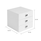 iDesign Plastic 3 Jewelry Box, Compact Storage Organization Drawers Set for Cosmetics, Makeup, Hair Care, Bathroom, Office, Dorm, Desk, Countertop, 6.5" x 6.5" x 6.5", Set of 4, White