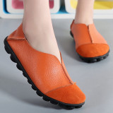 Women's Genuine leather Cow Leather Flats shoes Soft Ladies Loafers Plus size 41-43 Non-slip Superstar Female shoe