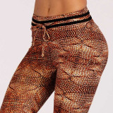 2018 New Knitting Rope Print Patchwork Gym Yoga Leggings Women Fitness Clothing Sporting Leggings Women Trousers Pants Female