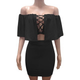 2018 new arrival Women Fashion Off Shoulder two pieces dress vestidos Sexy Slash neck Celebrity Party Bodycon Bandage dress 2018 new arrival Women Fashion Off Shoulder two pieces dress vestidos Sexy Slash neck Celebrity Party Bodycon Bandage dress
