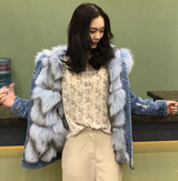 Thick Warm Real Fox Fur Lining Denim Jacket Coat Parkas Natural Raccoon Fur Collar Women Real Fur Coat