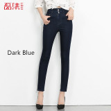 2019 LEIJIJEANS High Waist Jeans botton fly Full Length Plus Size black Jeans for Women Stretch Jeans Skinny Pencil women jeans