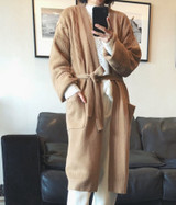 100% pure cashmere sweater cardigan 18 spring and autumn high end women's wear full belt cardigan cardigan coat