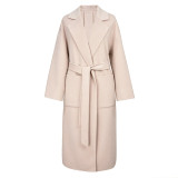 YOYOCATHY Blue Double Side Woolen Women's Coats Winter 2018 Long  Jacket Loose Elegant Outerwear Female 100% Wool Coat Overcoat