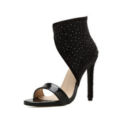 New Peep Toe Plastic Short Boots Sexy Women's Diamonds High Heeled Sandals