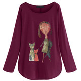 Cartoon Cat T-shirt Plus Size Women