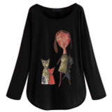 Cartoon Cat T-shirt Plus Size Women