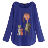 Cartoon Cat T-shirt Plus Size Women