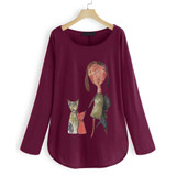 Cartoon Cat T-shirt Plus Size Women