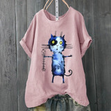 Women Plus Size Cat Short Sleeve T-Shirt