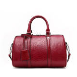 Genuine Leather Women Handbag Luxury Snake Real Cow Leather Boston Bag High Quality Shoulder Bag Lady Green Serpentine Tote Bag