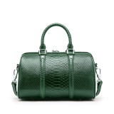 Genuine Leather Women Handbag Luxury Snake Real Cow Leather Boston Bag High Quality Shoulder Bag Lady Green Serpentine Tote Bag