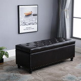 Circlelink Rectangular Storage Bench Chest Tufted PU Cushion Top Nail-Head Trim