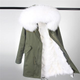 2018 new fashion women luxurious Large raccoon fur collar hooded coat warm Fox fur liner parkas long winter jacket top quality