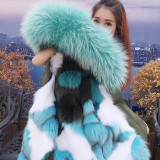 2018 new fashion women luxurious Large raccoon fur collar hooded coat warm Fox fur liner parkas long winter jacket top quality