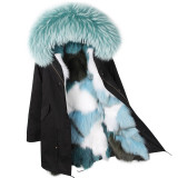 2018 new fashion women luxurious Large raccoon fur collar hooded coat warm Fox fur liner parkas long winter jacket top quality