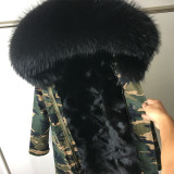 2018 new fashion women luxurious Large raccoon fur collar hooded coat warm Fox fur liner parkas long winter jacket top quality