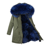 2018 new fashion women luxurious Large raccoon fur collar hooded coat warm Fox fur liner parkas long winter jacket top quality