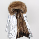 2018 new fashion women luxurious Large raccoon fur collar hooded coat warm Fox fur liner parkas long winter jacket top quality