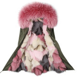 2018 new fashion women luxurious Large raccoon fur collar hooded coat warm Fox fur liner parkas long winter jacket top quality