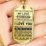 Boyfriend Dog Tag, To My Boyfriend From Girlfriend Dog Tag, Boyfriend Dog Tags Idea, Gift For Boyfriend, Birthday Gift, Christmas Gift, Valentine Gift For Boyfriend ndbf81