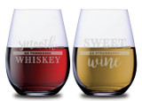 Southern Whiskey & Strawberry Wine Funny Stemless Couples WineGlass Set of 2 [Country Charm has never tasted so good!]