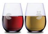 Pacman & Mrs Pacman Funny Stemless Couples WineGlass Set of 2 [Because every gaming hero needs a partner]