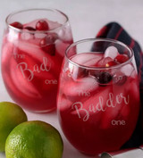 The Bad One & The BADDER One Funny Stemless Couples WineGlass Set of 2 [It feels so good to be BAD!]