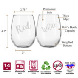 Red or White Stemless Couples WineGlass Set of 2 [Because why not be fun about it?!]