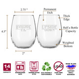 Upside Down & Rightside Up Fandom Stemless Couples WineGlass Set of 2 [Things Are About To Get Strange!]