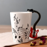 Creative Music Violin Style Guitar Ceramic Mug Coffee Tea Milk Stave Cups with Handle Coffee Mug Novelty Gifts