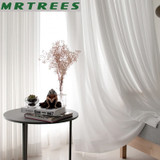 100% Polyester White Tulle Curtains for Living Room Decoration Solid Bedroom Modern Sheer Curtains to the Window Drapes Balcony