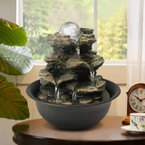 Spinning Orb Cascading Tabletop Fountain