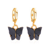 Long Sliver Butterfly Drop Earrings