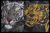 Men's autumn, spring black bomber jacket with tiger pattern