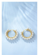Pearl Big Circle Hoops Earrings