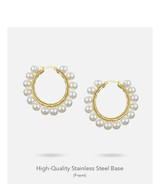 Pearl Big Circle Hoops Earrings