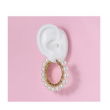 Pearl Big Circle Hoops Earrings