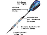 Viper Astro 80% Tungsten Soft Tip Darts Blue Rings 16 Grams