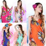 Sexy Women Chiffon Flower Scarf Bikini Cover Up Beach Swimwear sun-proof Dress HAHA