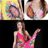 Sexy Women Chiffon Flower Scarf Bikini Cover Up Beach Swimwear sun-proof Dress HAHA