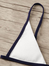 Knit Contrast Binding Triangle Top With Thong Bikini Set
