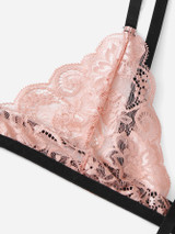 Scalloped Trim Floral Lace Garter Lingerie Set With Choker