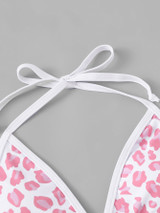 Pink Leopard - Self Tie Top With Tanga Bikini