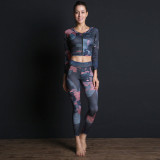 Fitness Yoga Printed Set Fashionably Comfy
