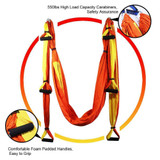 Aerial yoga hammock 6 handles strap, home gym hanging belt swing, anti-gravity aerial traction device