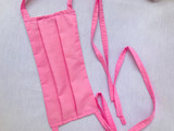 “Pink Panther” Pleated Face Cover with Tie Back Cords