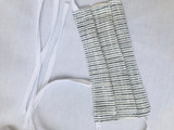 Pleated”Acapulco” Blue vertical stripes face mask with tie backs