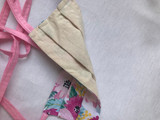 “Garden” Pink floral Pleated Face Mask with Tie Backs
