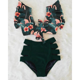 Double Shoulder Ruffle Bikini Set